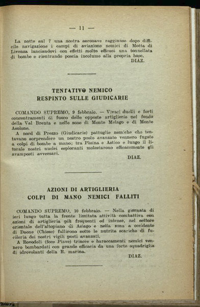 Il diario della nostra guerra : bollettini ufficiali dell'esercito e della marina